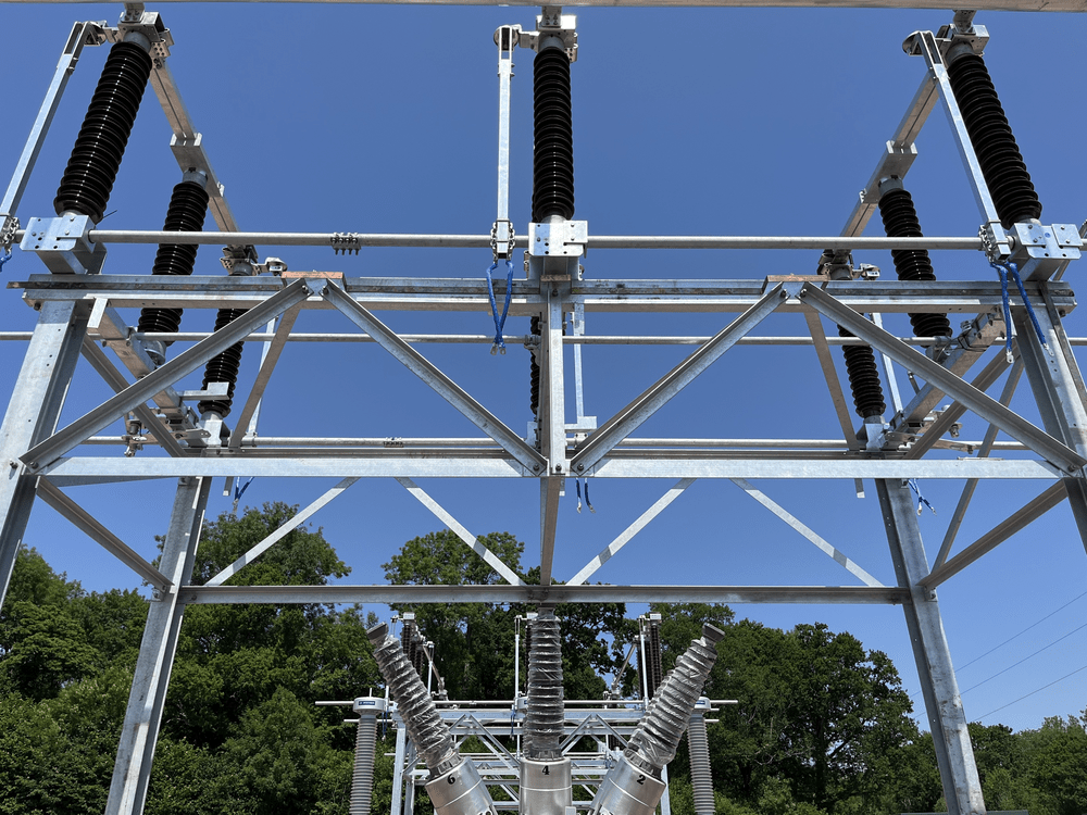 a close up view of a finished steel structure