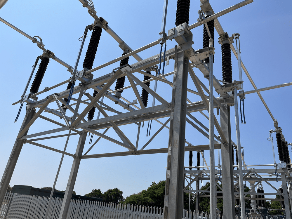 a close up view of a steel structure